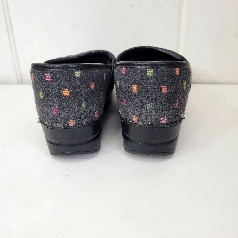 Dansko Vegan Professional Clogs Multicolor Polka Dot Black Slip-On Comfort Shoes - Picture 7 of 8
